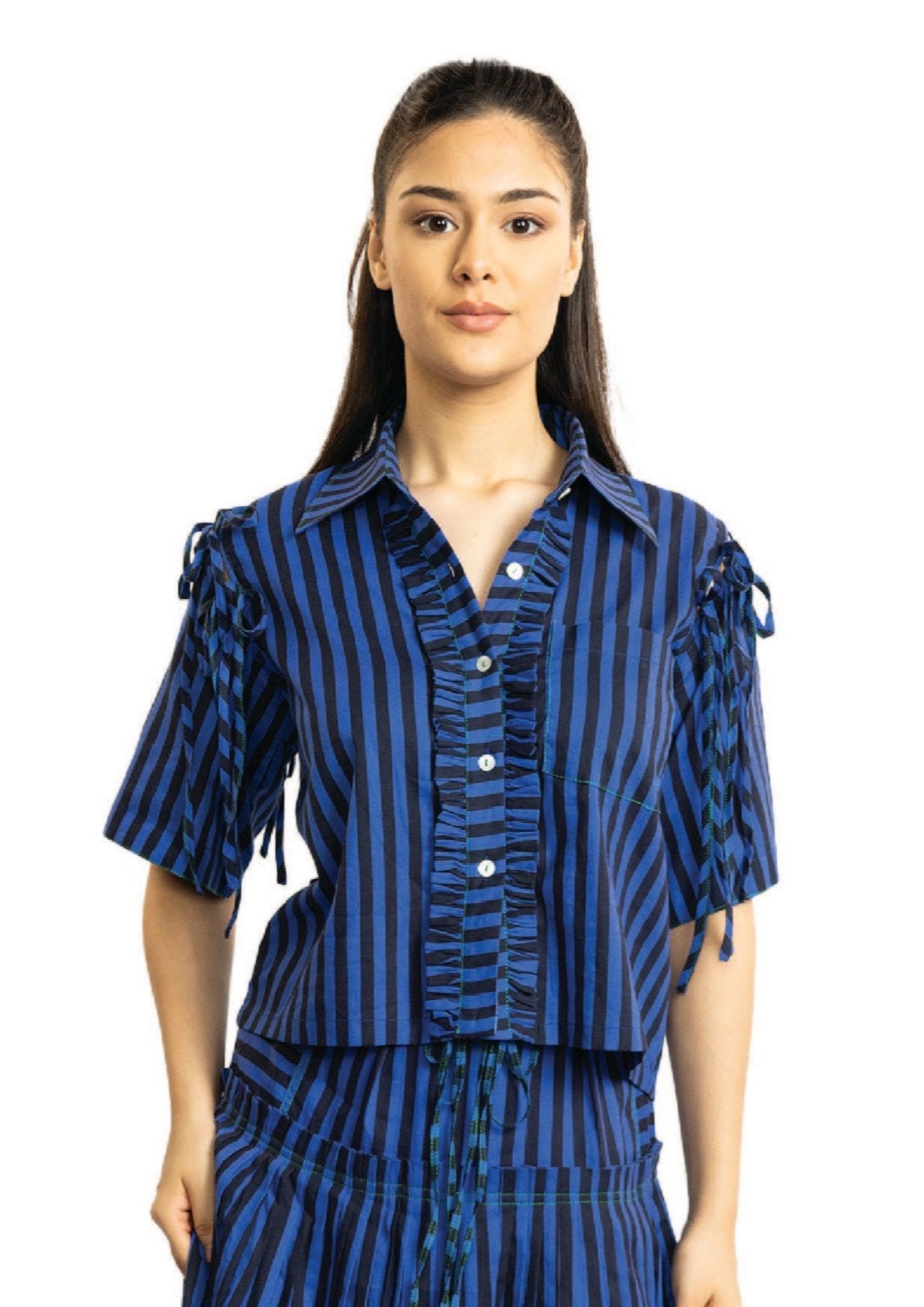 Stripes tie up shirt