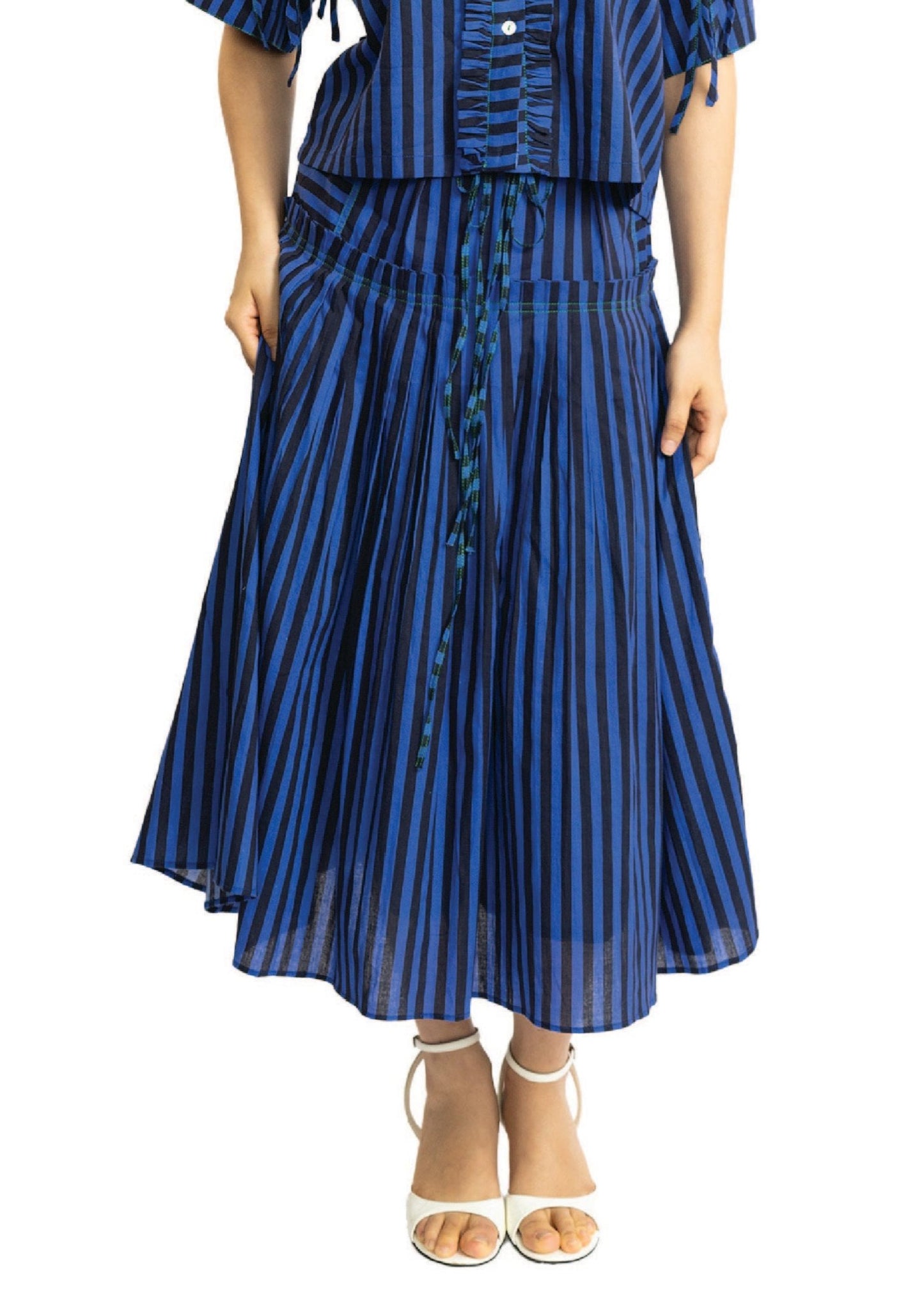 Stripes tie up skirt