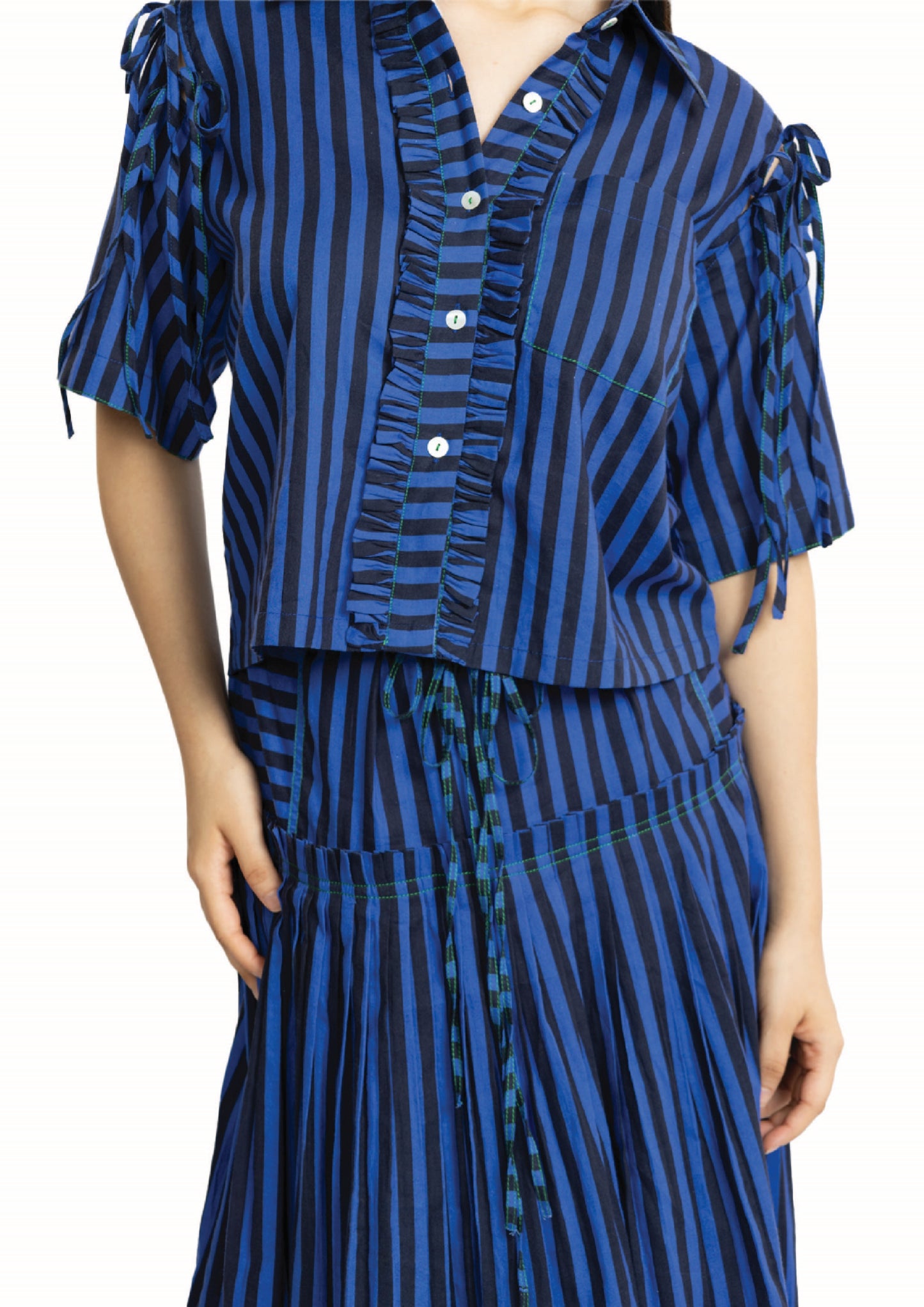 Stripes tie up skirt