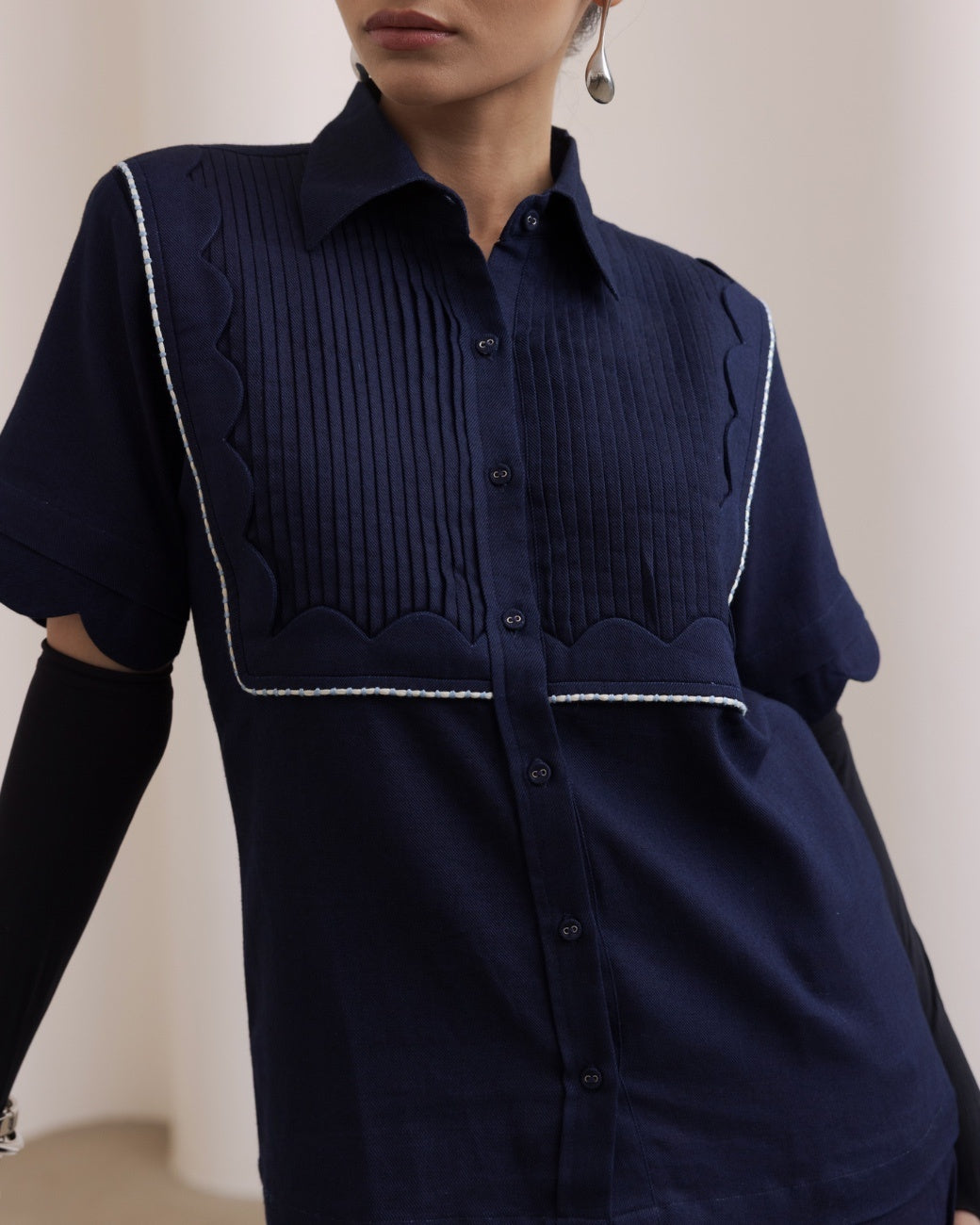 Double Scallop Denim Shirt