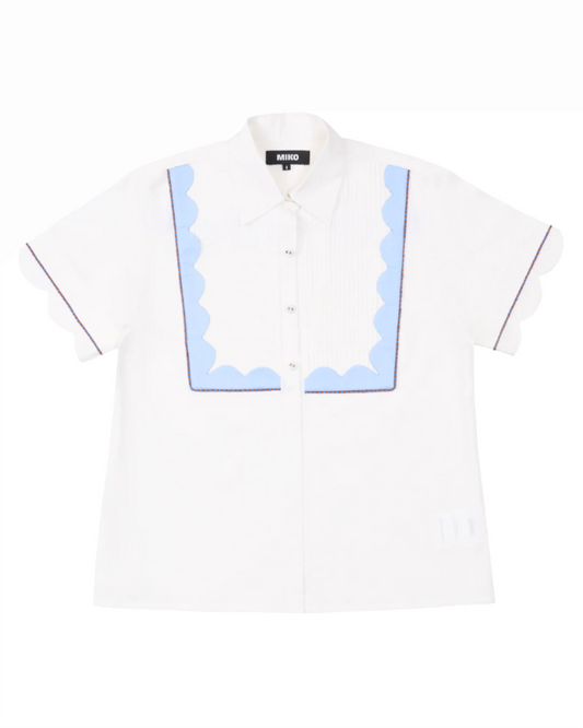 Double Scallop White Shirt