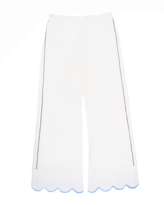 Double Scallop White Pants