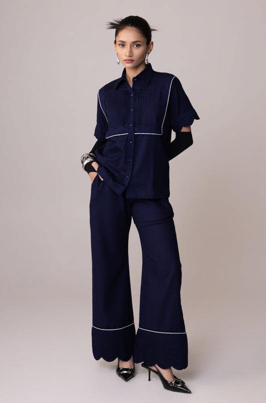 Double Scallop Denim Shirt
