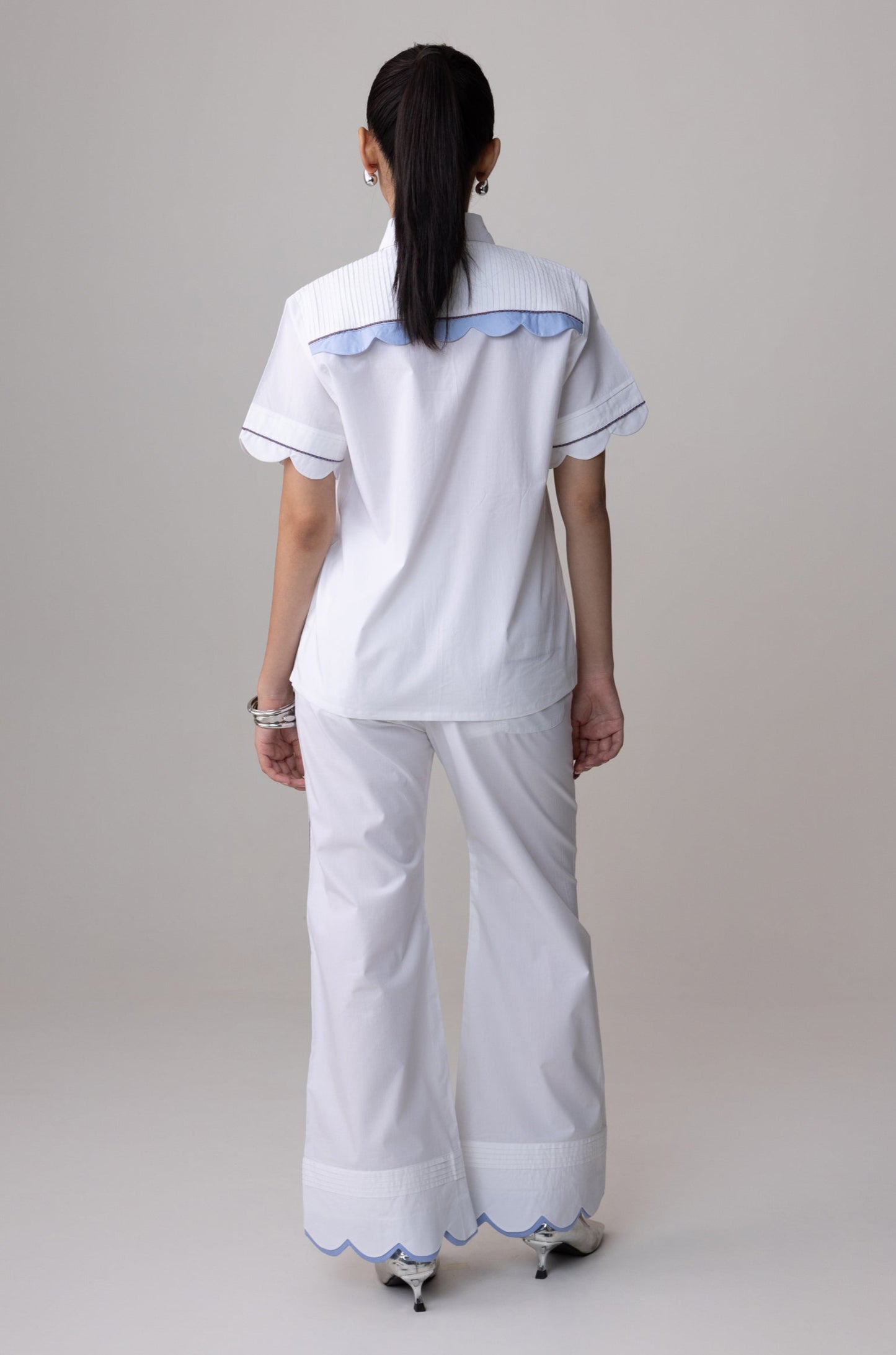 Double Scallop White Shirt