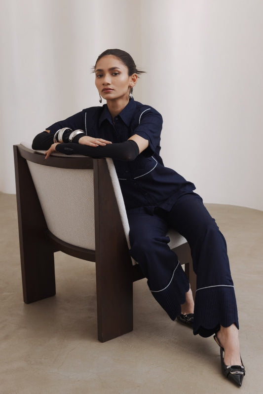 Double Scallop Denim Pant
